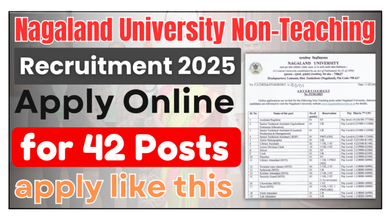 Nagaland University Non-Teaching Recruitment 2025: Apply Online for 42 Posts