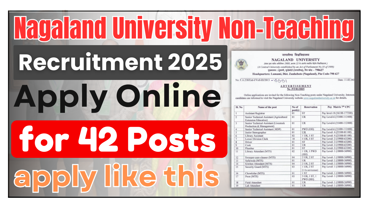 Nagaland University Non-Teaching Recruitment 2025: Apply Online for 42 Posts