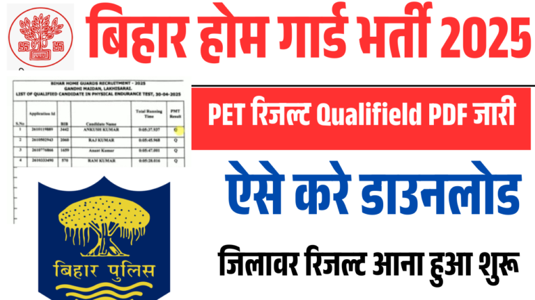 Bihar Home Guard PET Result 2025: बिहार होम गार्ड जिला अनुसार रिजल्ट जारी, यहाँ करें रिजल्ट डाउनलोड