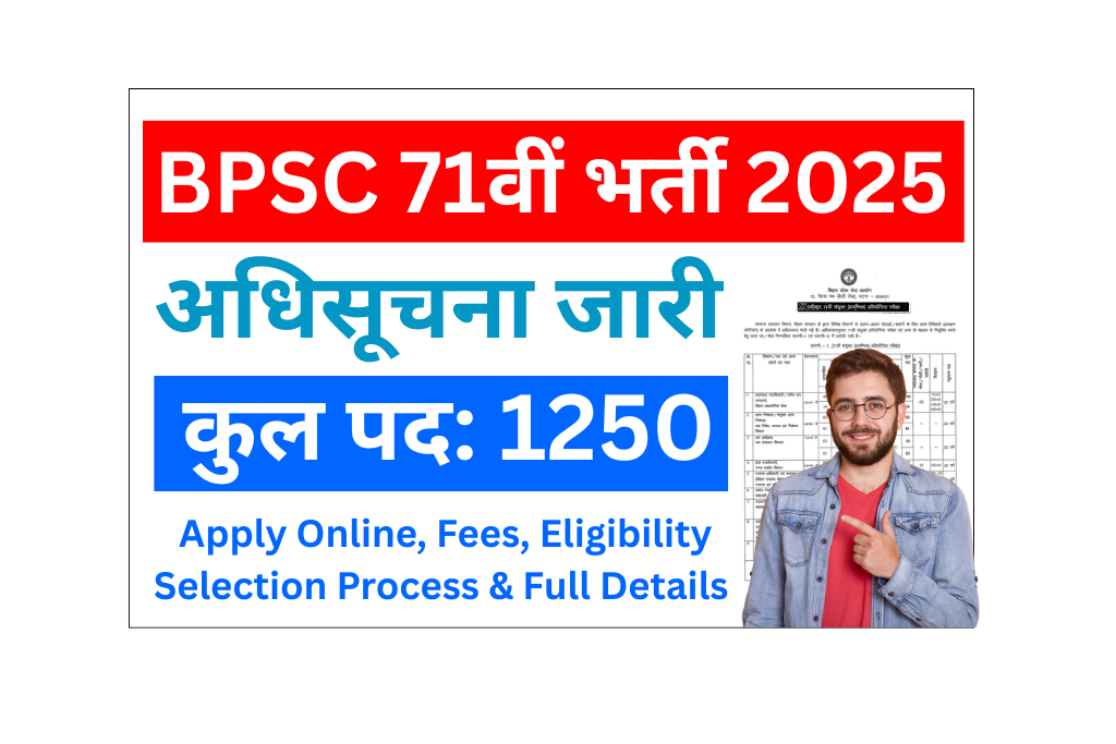 BPSC 71th 2025 Notification: BPSC 71th Vacancy 2025- Apply Online, Fees, Eligibility Selection Process & Full Details