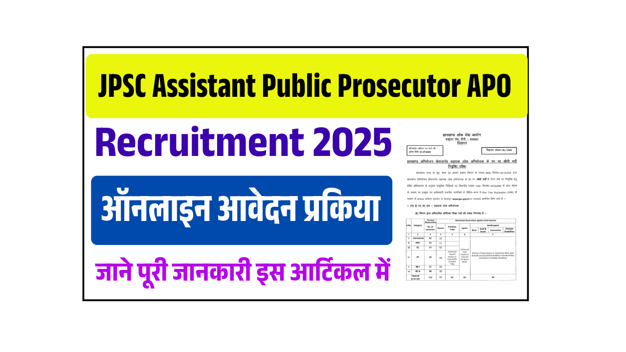 JPSC Assistant Public Prosecutor APO Recruitment 2025: Assistant Public Prosecutor APO के पदों पर भर्ती, जाने पूरी जानकारी