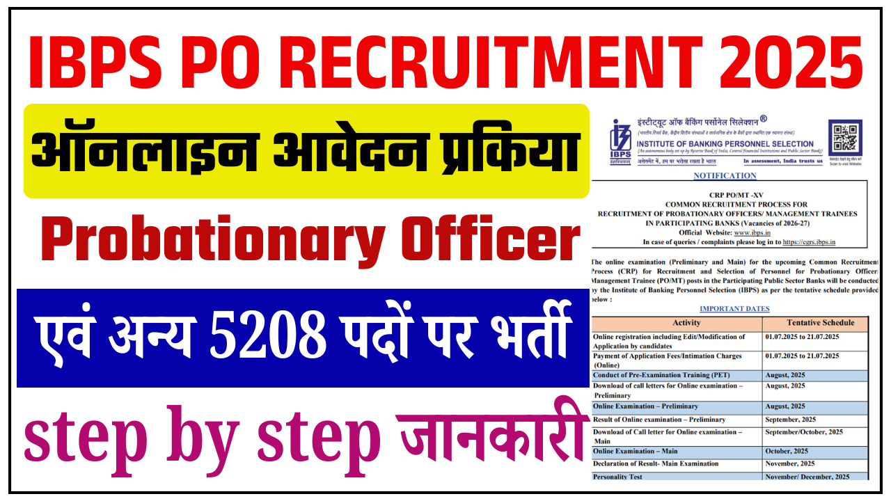 IBPS PO Recruitment 2025: Online Apply For 5208 Post Check Eligibility, Selection Process, Dates, & Details