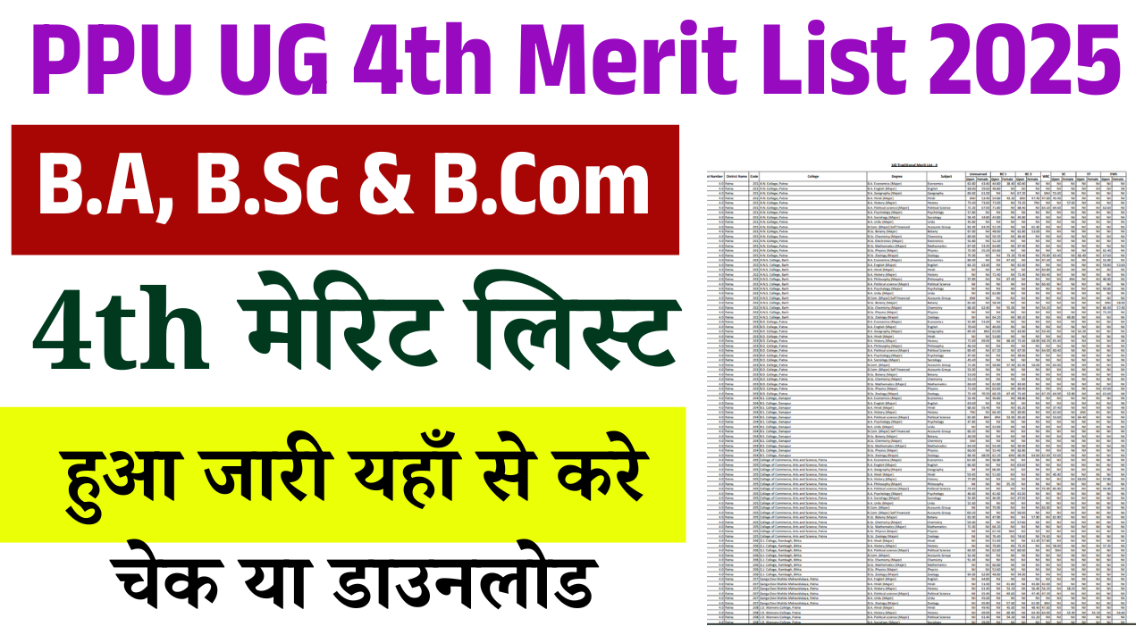PPU UG 4th Merit List 2025 PDF Download Link (Out): ऑफर लेटर कैसे डाउनलोड करें, एडमिशन डेट, कट-ऑफ और पूरी प्रक्रिया