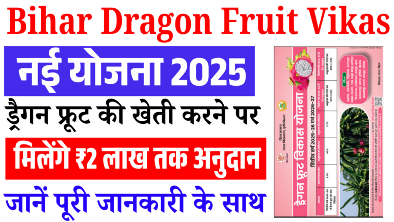 Bihar Dragon Fruit Vikas Yojana 2025: ड्रैगन फ्रूट की खेती करने पर मिलेंगे ₹2 लाख तक अनुदान, आवेदन शुरू!