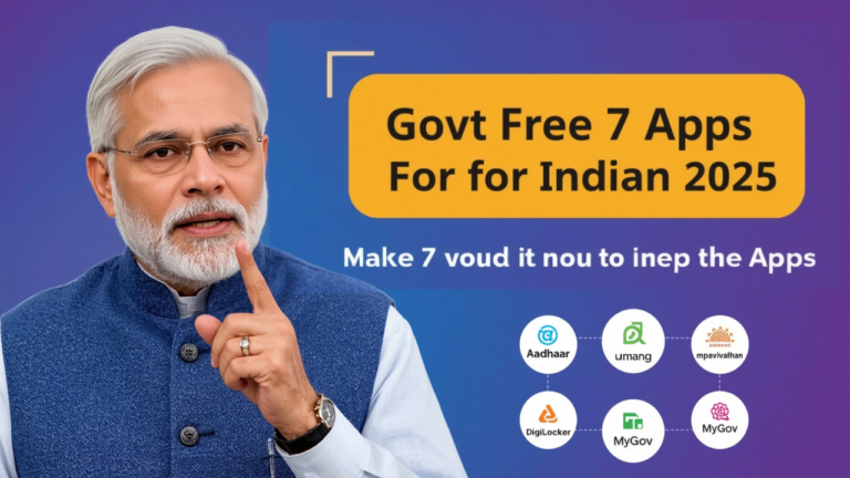 Govt Free 7 Apps For Indian 2025: टॉप 7 सरकारी मोबाइल एप्प्स जो हर भारतीय को अपने फोन में रखने चाहिए!