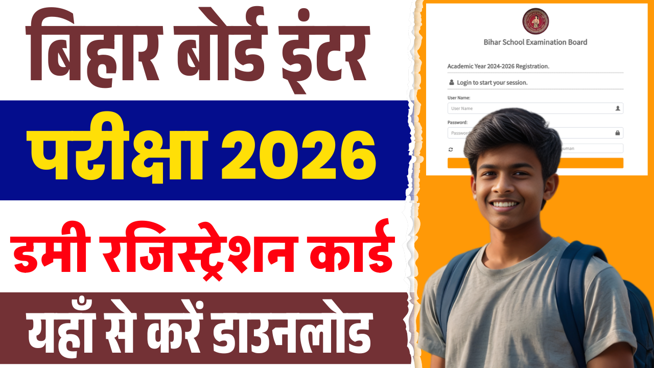 Bihar Board Inter Dummy Registration Card 2026 Download: 12वीं कक्षा के छात्रों के लिए जारी हुआ डमी कार्ड – अभी करें डाउनलोड