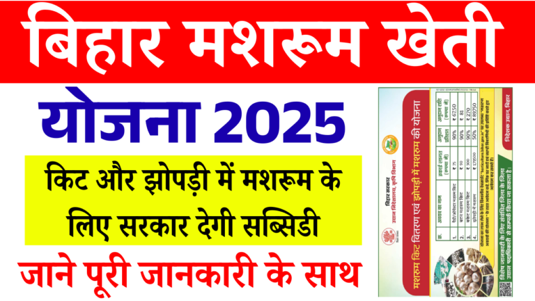 Bihar Mushroom Subsidy Yojana 2025 : बिहार मशरूम खेती योजना 2025 शुरू, किट और झोपड़ी में मशरूम के लिए सरकार देगी सब्सिडी