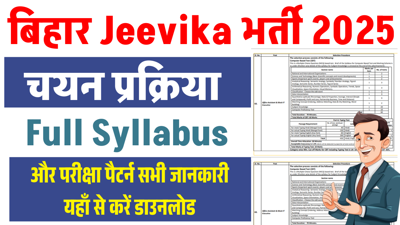 Bihar Jeevika Syllabus 2025: बिहार जीविका सिलेबस 2025: Post-wise Syllabus & Selection Process?