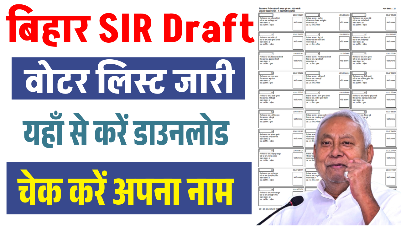 Bihar SIR Draft Voter List 2025: Bihar SIR Draft Roll Download: बिहार ड्राफ्ट वोटर लिस्ट जारी - यहाँ से करें डाउनलोड