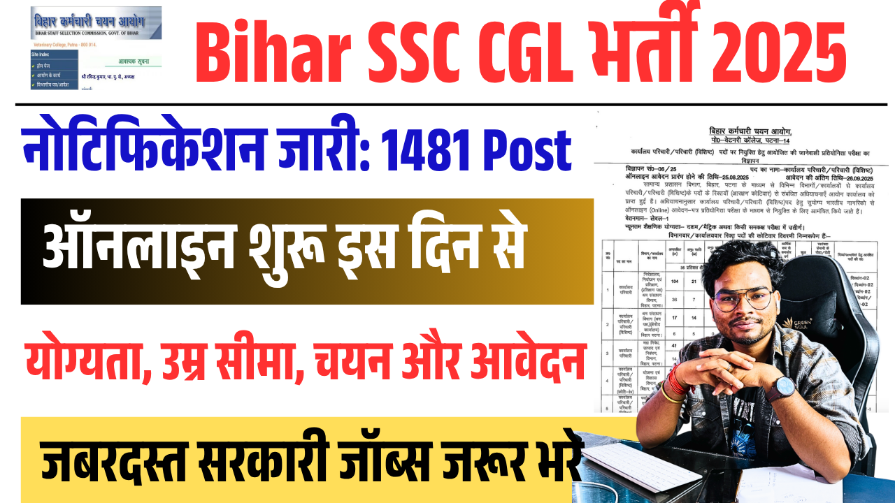 BSSC CGL 4 Vacancy 2025: Bihar SSC CGL 4 Recruitment 2025, जानें योग्यता, सैलरी, आवेदन प्रक्रिया और Full Details