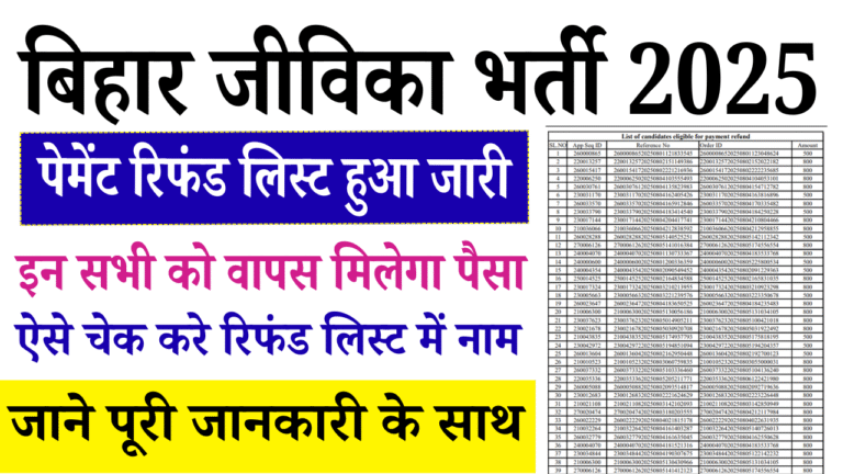 Bihar Jeevika Vacancy Payment Refund List 2025: बिहार जीविका भर्ती 2025 पेमेंट रिफंड लिस्ट जारी, जानें पूरी जानकारी