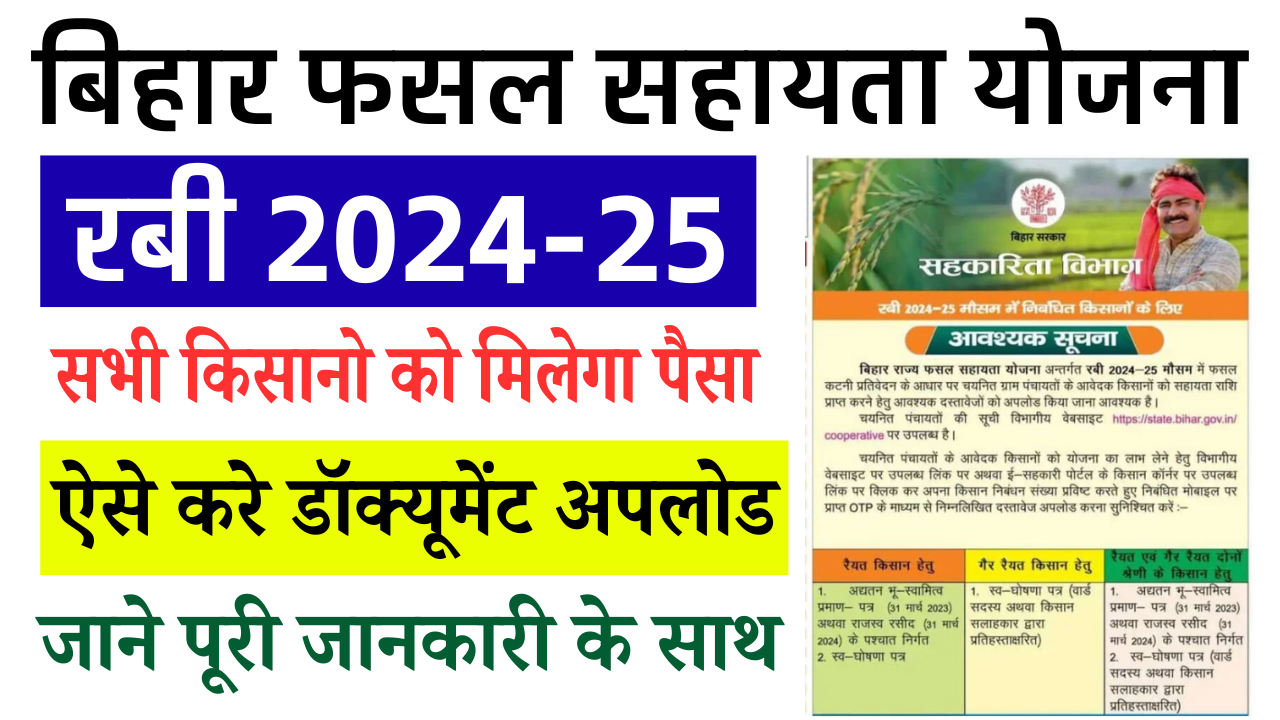 Bihar Fasal Sahayata Yojana Document Upload & Verification Start: फसल सहायता योजना रबी 2024-25 डॉक्यूमेंट अपलोड और सत्यापन शुरू