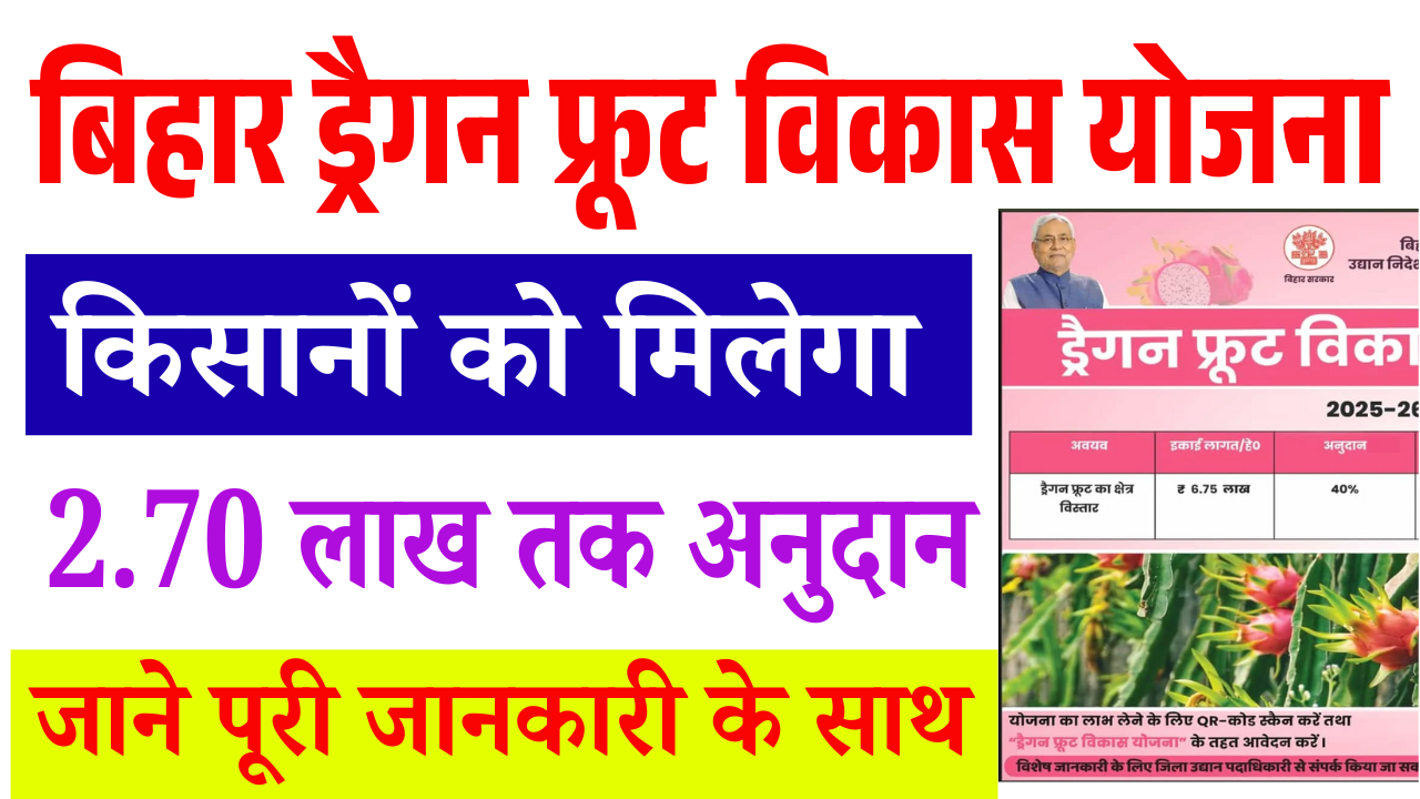 Bihar Dragon Fruit Vikas Yojana 2025-26: बिहार के किसानों को मिलेगा ₹2.70 लाख तक अनुदान, ऐसे करें आवेदन