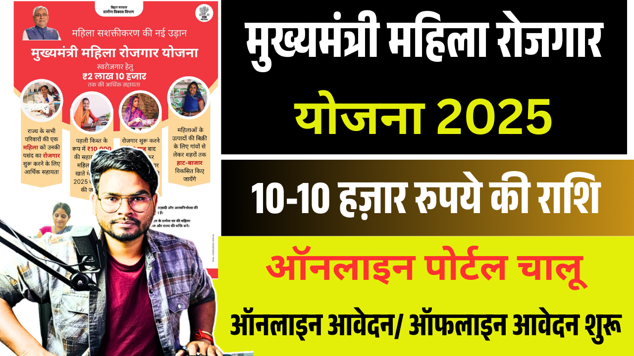 Bihar Mahila Rojgar Yojana 2025: मुख्यमंत्री महिला रोजगार योजना आवेदन शुरू, ऐसे करें Apply और पाएं ₹10,000 की पहली किस्त