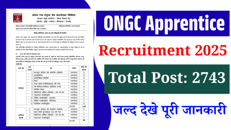 ONGC Apprentice Vacancy 2025: ऑनलाइन आवेदन, योग्यता, फीस और चयन प्रक्रिया
