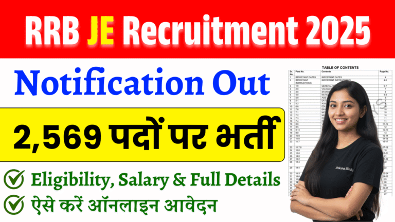 RRB JE 2025 Notification OUT: Apply Online for 2569 Junior Engineer, Other Posts — Eligibility, Salary & Full Details