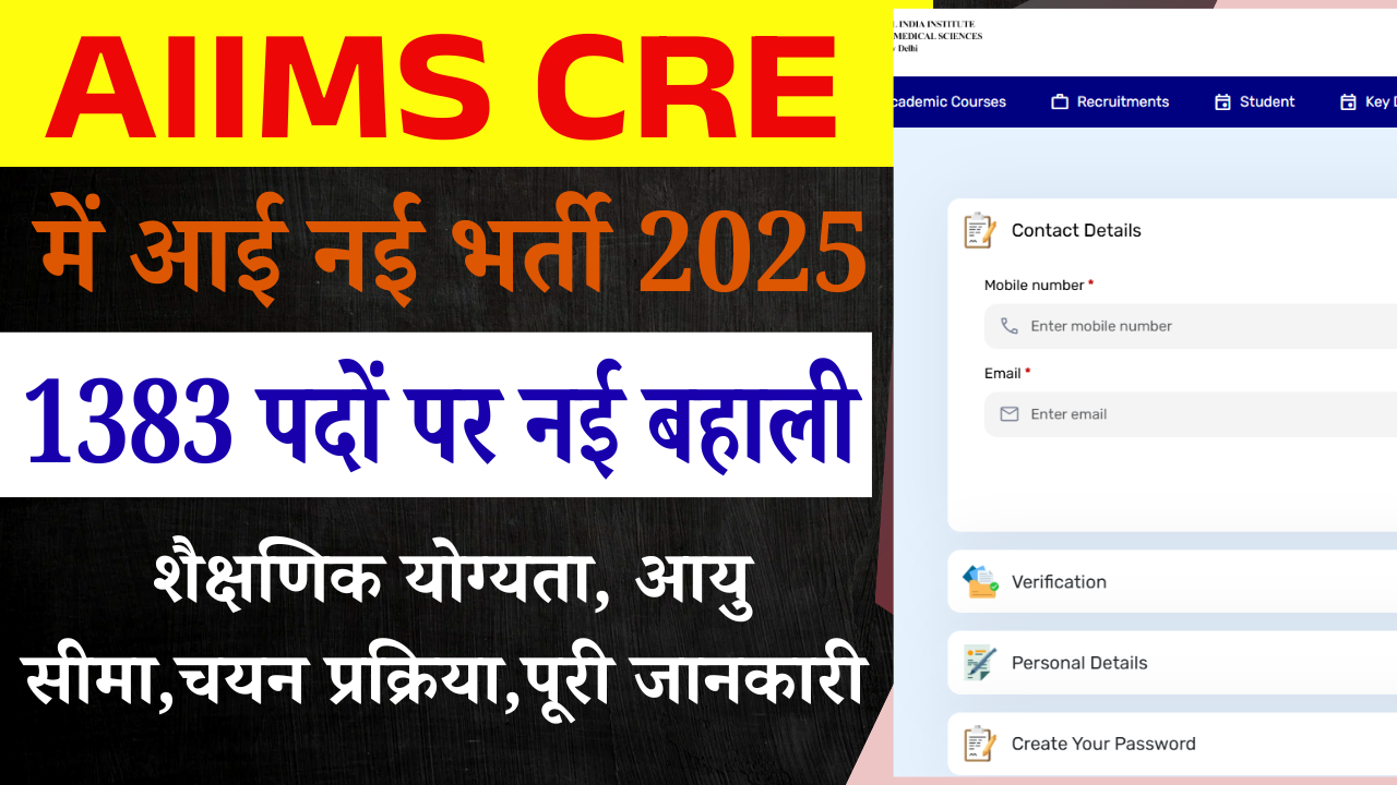 AIIMS CRE Recruitment 2025: Apply Online for 1383 Group B & C Posts – Eligibility, Fees & Full Notification