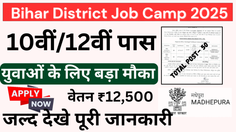 Bihar District Job Camp 2025: 10वीं/12वीं पास युवाओं के लिए बड़ा मौका – वेतन ₹12,500