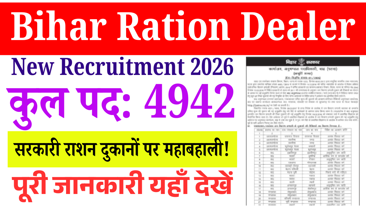 Bihar Ration Dealer New Recruitment 2026: बिहार में 5000 पदों पर बम्फर बहाली पास ऐसे करे आवेदन