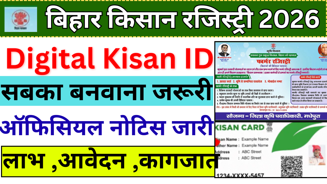 Bihar Farmer Registry 2026: Digital Kisan ID बनवाना जरूरी, PM Kisan & MSP Benefits full Dtails