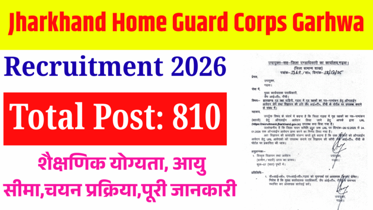 Jharkhand Home Guard Corps Garhwa Recruitment 2026: 810 पदों पर बंपर भर्ती, 7वीं–10वीं पास के लिए सुनहरा मौका