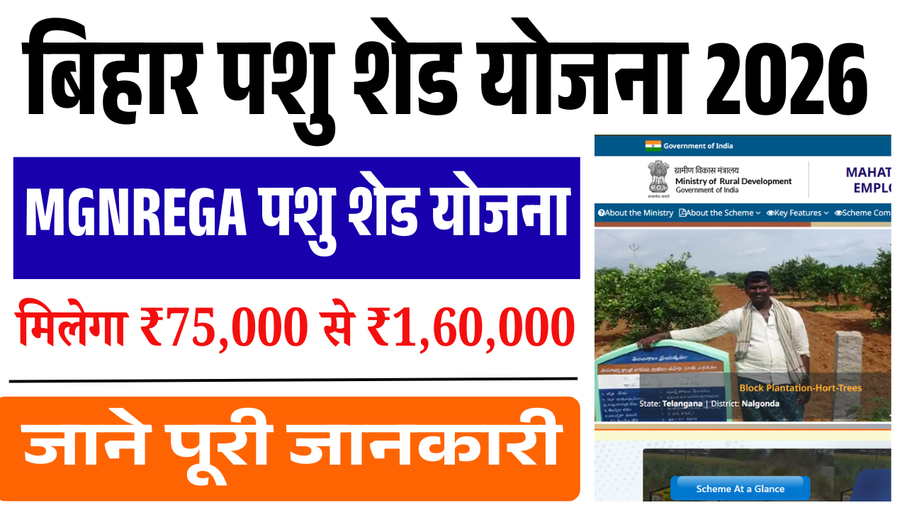 Bihar Pashu Shed Yojana 2026: MGNREGA पशु शेड योजना आवेदन प्रक्रिया, ₹75,000 से ₹1,60,000 Subsidy – ऐसे करें आवेदन