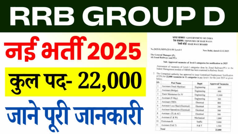 RRB Group D Vacancy 2026: 22,000 लेवल-1 पदों पर बंपर भर्ती, नोटिस जारी