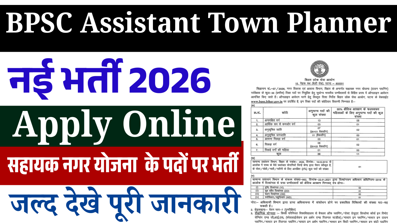 BPSC Assistant Town Planner Recruitment 2026: Notification Out, Eligibility, Salary, Apply Online