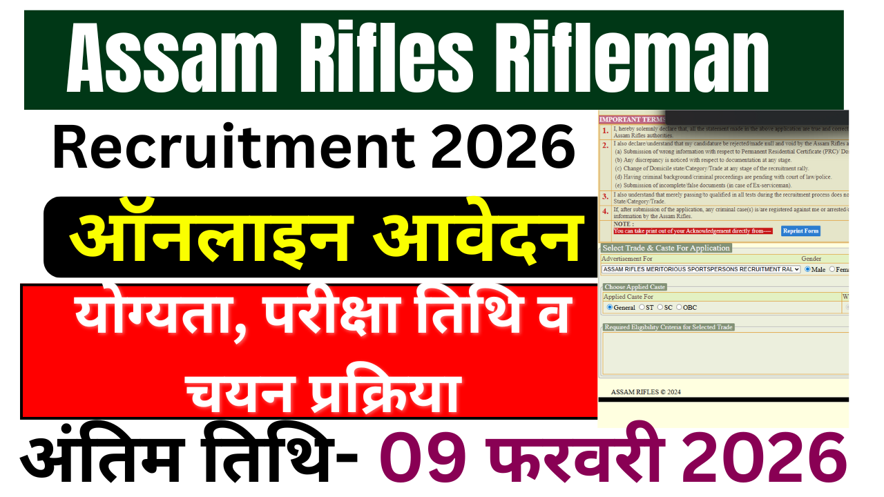 Assam Rifles Rifleman Bharti 2026: 95 Vacancy, Eligibility, Age Limit & Apply Online
