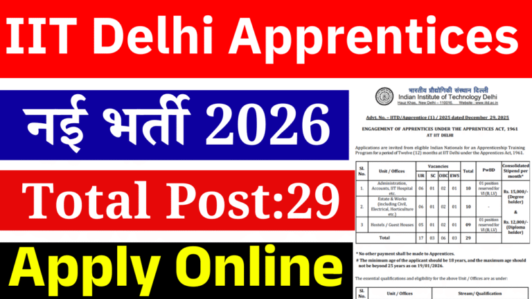 IIT Delhi Apprentices Recruitment 2026: Apply Online, Eligibility, Vacancy, Salary & Last Date