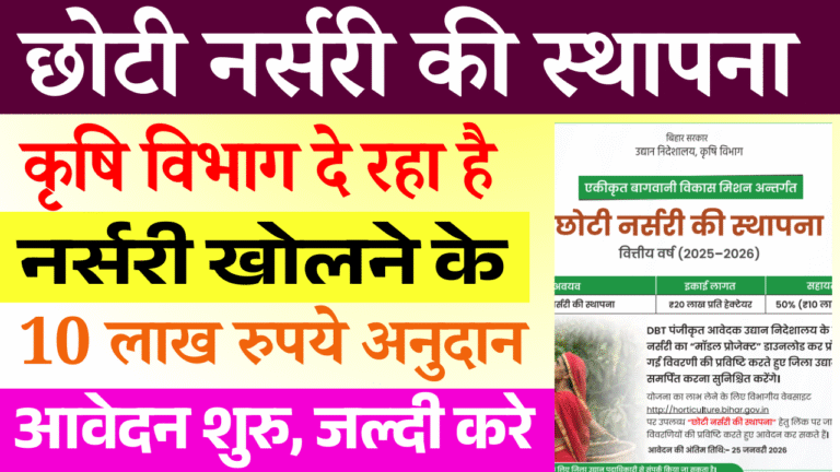 Bihar Nursery Yojana 2026 Online Apply: बिहार कृषि विभाग दे रही है नर्सरी खोलने के लिए 10 लाख रूपये अनुदान