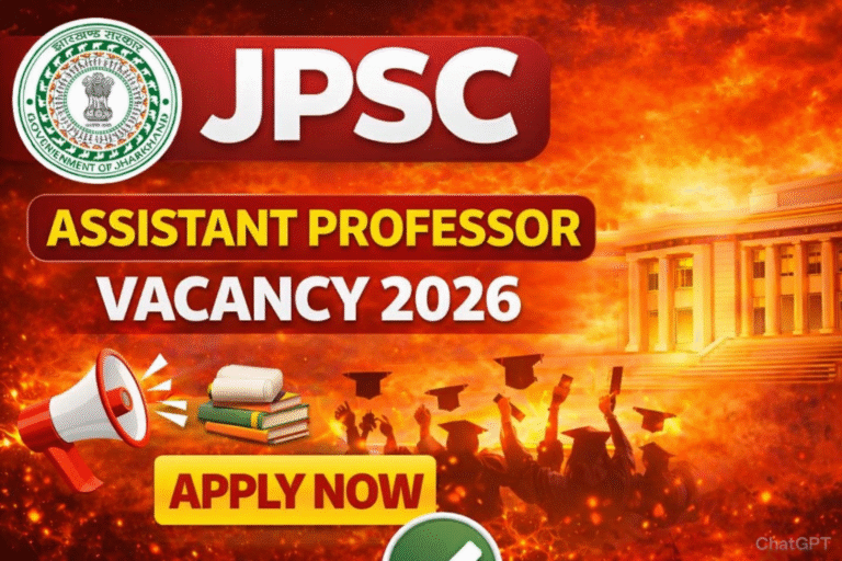 JPSC Assistant Professor Vacancy 2026: 11 पदों पर भर्ती, ऑनलाइन आवेदन शुरू, सैलरी ₹57,700 – पूरी जानकारी