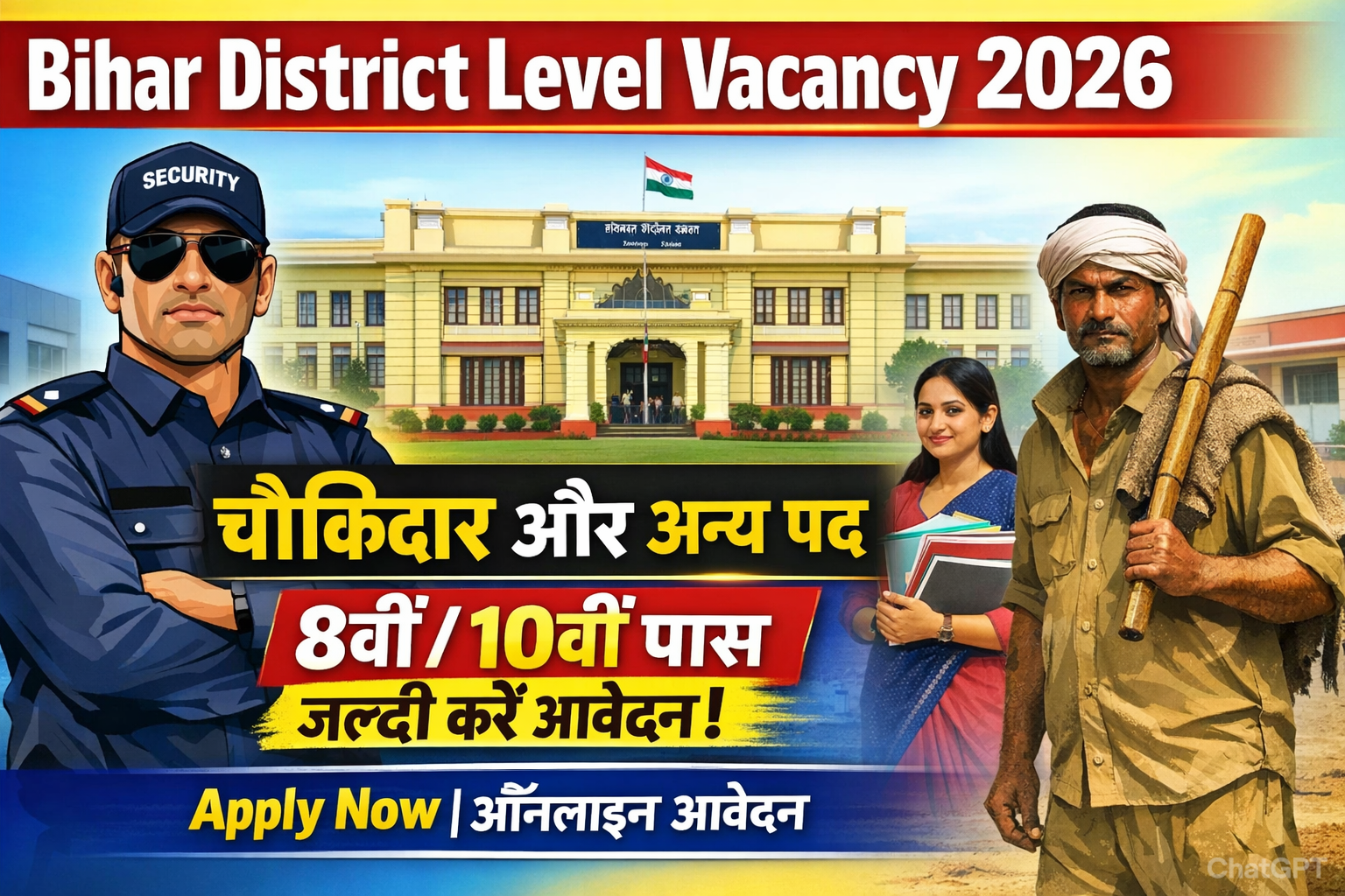 Bihar District Level Vacancy 2026: जिला स्तर पर चौकीदार, नर्स, डॉक्टर और आया पदों पर नई भर्ती – 8वीं/10वीं पास जल्द करें आवेदन