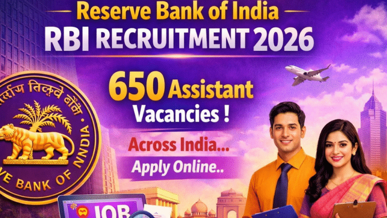 RBI Assistant Recruitment 2026- 650 पदों के लिए ऑनलाइन अप्लाई करें, योग्गता, सैलरी, आयु सीमा ,सिलेक्शन और लास्ट डेट देखें