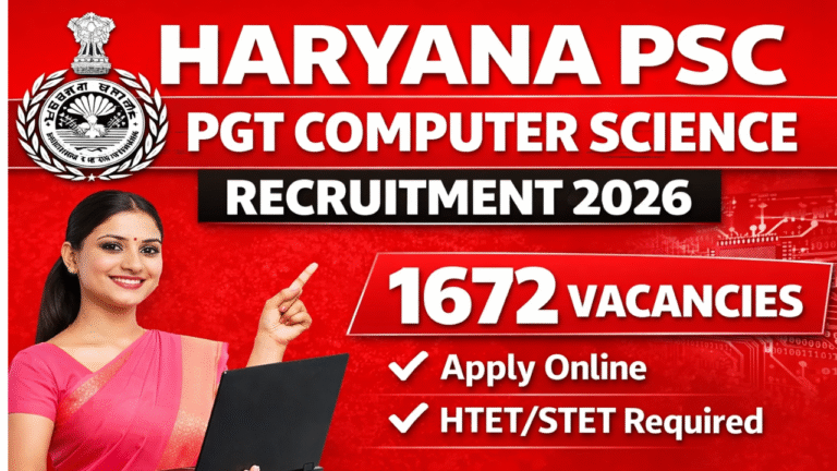 Haryana PSC PGT Computer Science Vacancy 2026: Notification, Eligibility, Apply Online, Syllabus & Salary