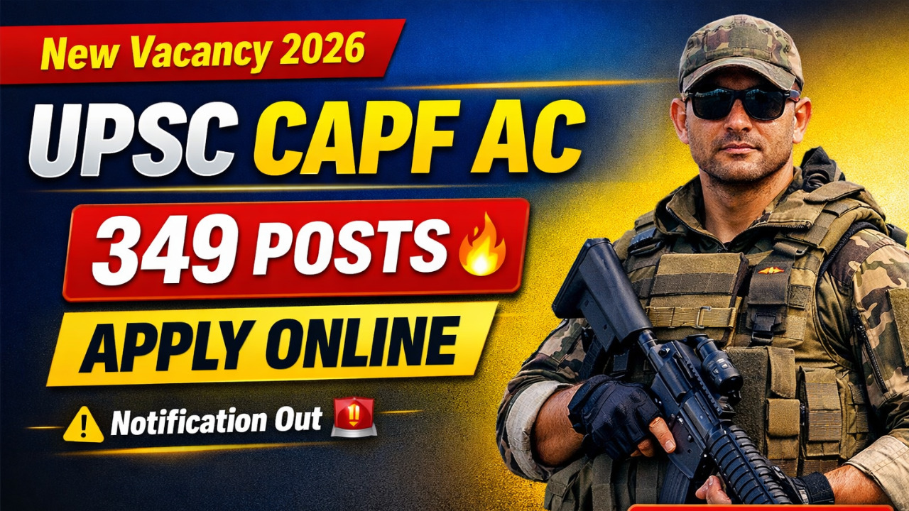 UPSC CAPF AC Recruitment 2026- 349 Posts ,Apply Online Now ,Eligibility, Age Limit, Salary, Selection Process & Full Details