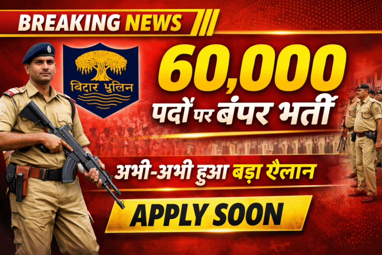 Bihar Police Upcoming Vacancy 2026: बिहार पुलिस में 60,000+ पदों पर बंपर भर्ती, जानें आवेदन तिथि, योग्यता, सैलरी और पूरी जानकारी