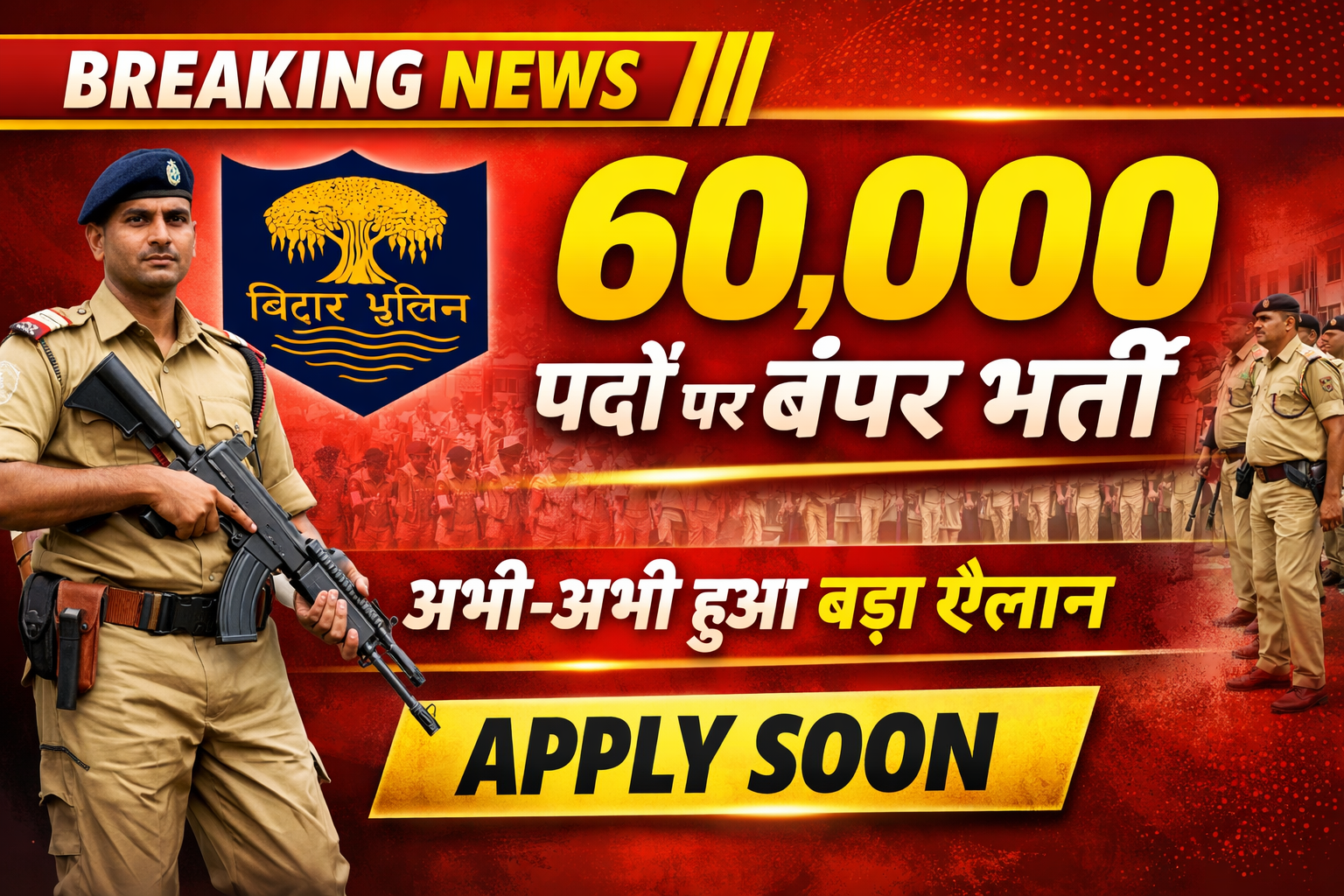 Bihar Police Upcoming Vacancy 2026: बिहार पुलिस में 60,000+ पदों पर बंपर भर्ती, जानें आवेदन तिथि, योग्यता, सैलरी और पूरी जानकारी