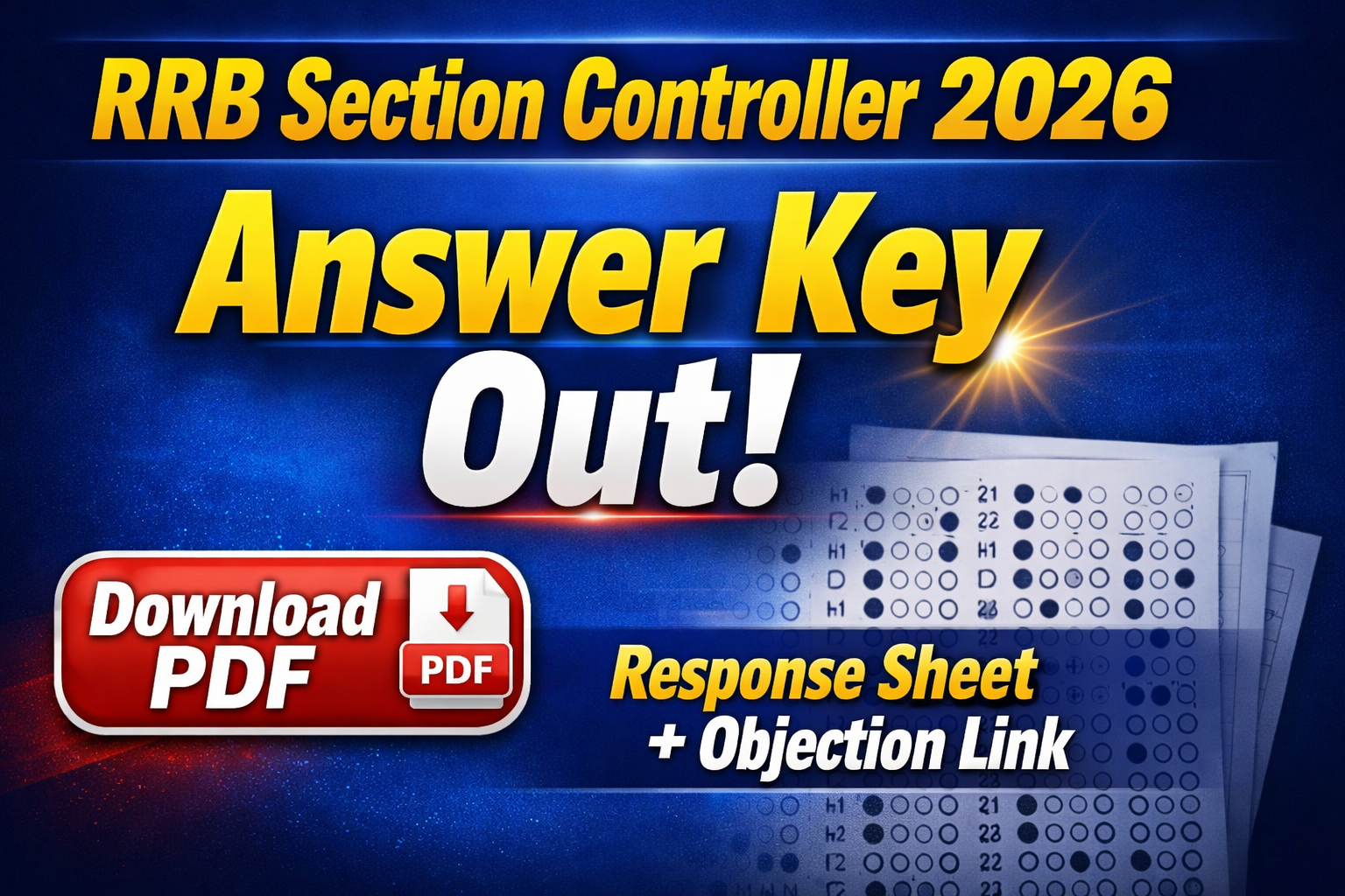 RRB Section Controller Answer Key 2026 (Out): Download PDF, Response Sheet & Objection Link Active