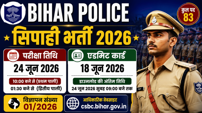 Bihar Police Special Branch Vacancy 2026 (Exam Date OUT): Download Admit Card For 83 Posts, Advt (01/2026)