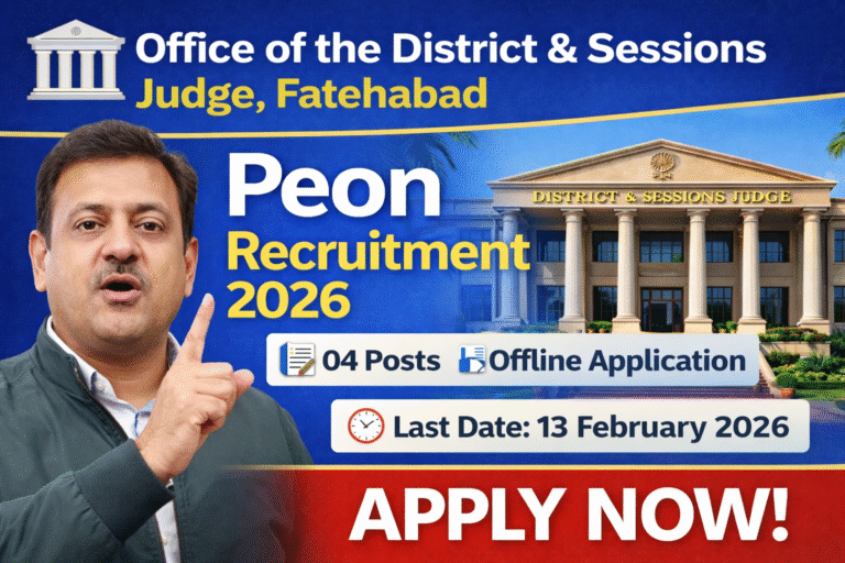Fatehabad District Court Peon Recruitment 2026: जिला कोर्ट में Peon के पदों पर भर्ती, 8वीं पास करें आवेदन