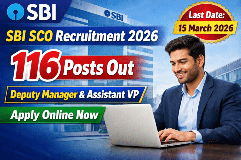 SBI SCO Recruitment 2026: 116 पदों पर Deputy Manager और Assistant Vice President भर्ती, Apply Online, Eligibility, Salary, Last Date
