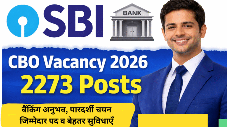 SBI CBO Recruitment 2026: 2273 पदों पर ऑनलाइन आवेदन, योग्यता, सैलरी व चयन प्रक्रिया Full details