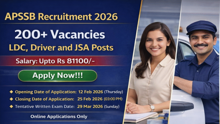 APSSB Recruitment Online Form 2026: LDC, JSA & Driver के 205 पदों पर भर्ती, यहां देखें पूरी जानकारी