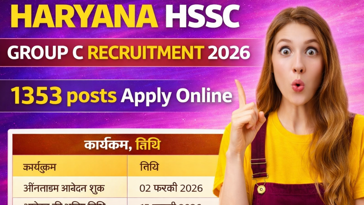 Haryana HSSC Group C Recruitment 2026: 1353 पदों के लिए ऑनलाइन आवेदन करें | नोटिफिकेशन जारी
