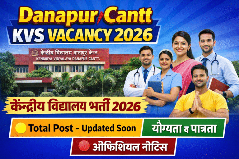 Danapur Cantt KVS Vacancy 2026 : Kendriya Vidyalaya Bharti 2026– डाटा एंट्री ऑपरेटर, कंप्यूटर इंस्ट्रक्टर, कोच व अन्य पदों पर भर्ती जल्द देखे