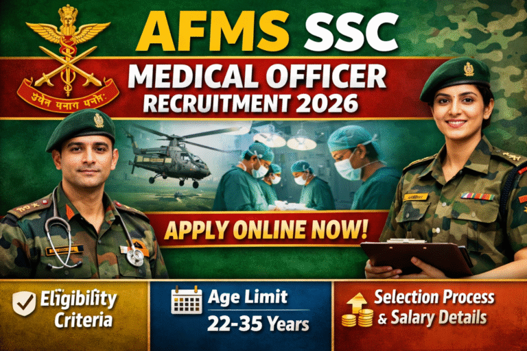 AFMS SSC Medical Officer Recruitment 2026: Apply Online – Eligibility, Age Limit & Full Details