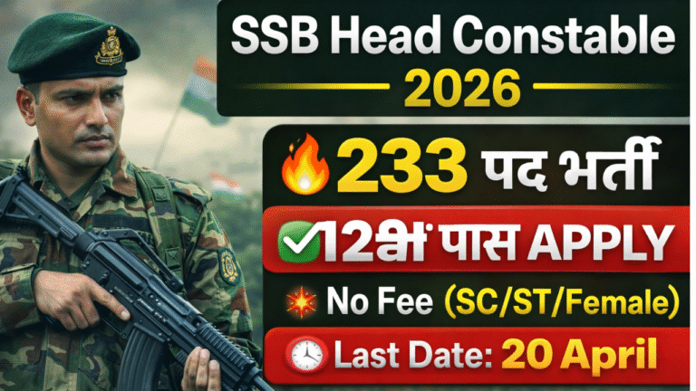 SSB Head Constable Vacancy 2026: 233 पदों पर भर्ती, 12वीं पास के लिए सुनहरा मौका