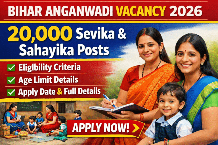 Bihar Anganwadi Vacancy 2026: 20,000 Sevika & Sahayika Posts | Eligibility, Age Limit, Apply Date & Full Details