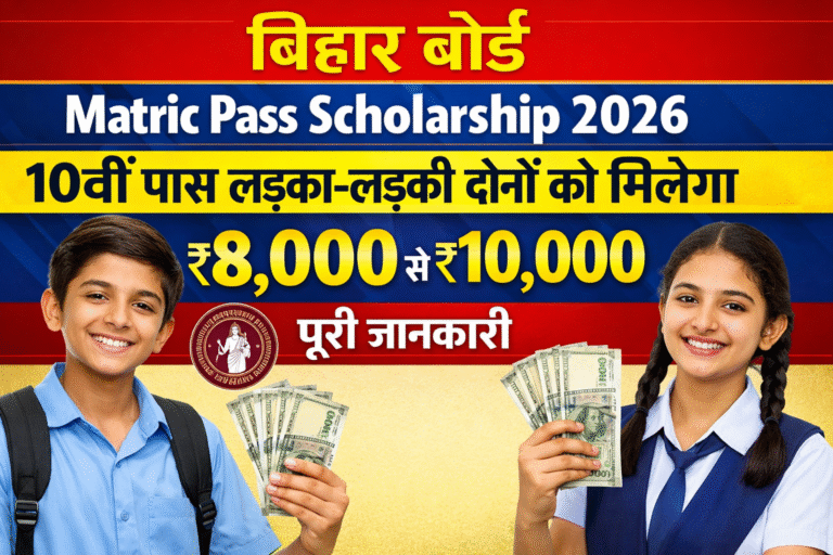 Bihar Board Matric Pass Scholarship 2026: 10वीं पास लड़का-लड़की दोनों को मिलेगा ₹8,000 से ₹10,000 – पूरी जानकारी